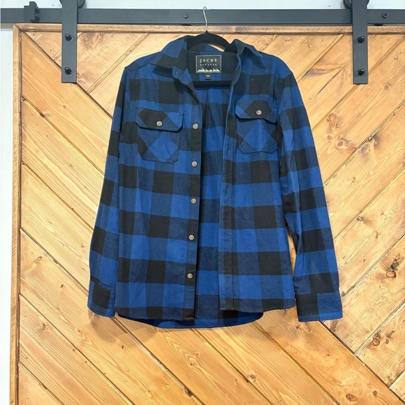 Jachs Blue and Black Casual Button Down Flannel - Picture 1 of 4